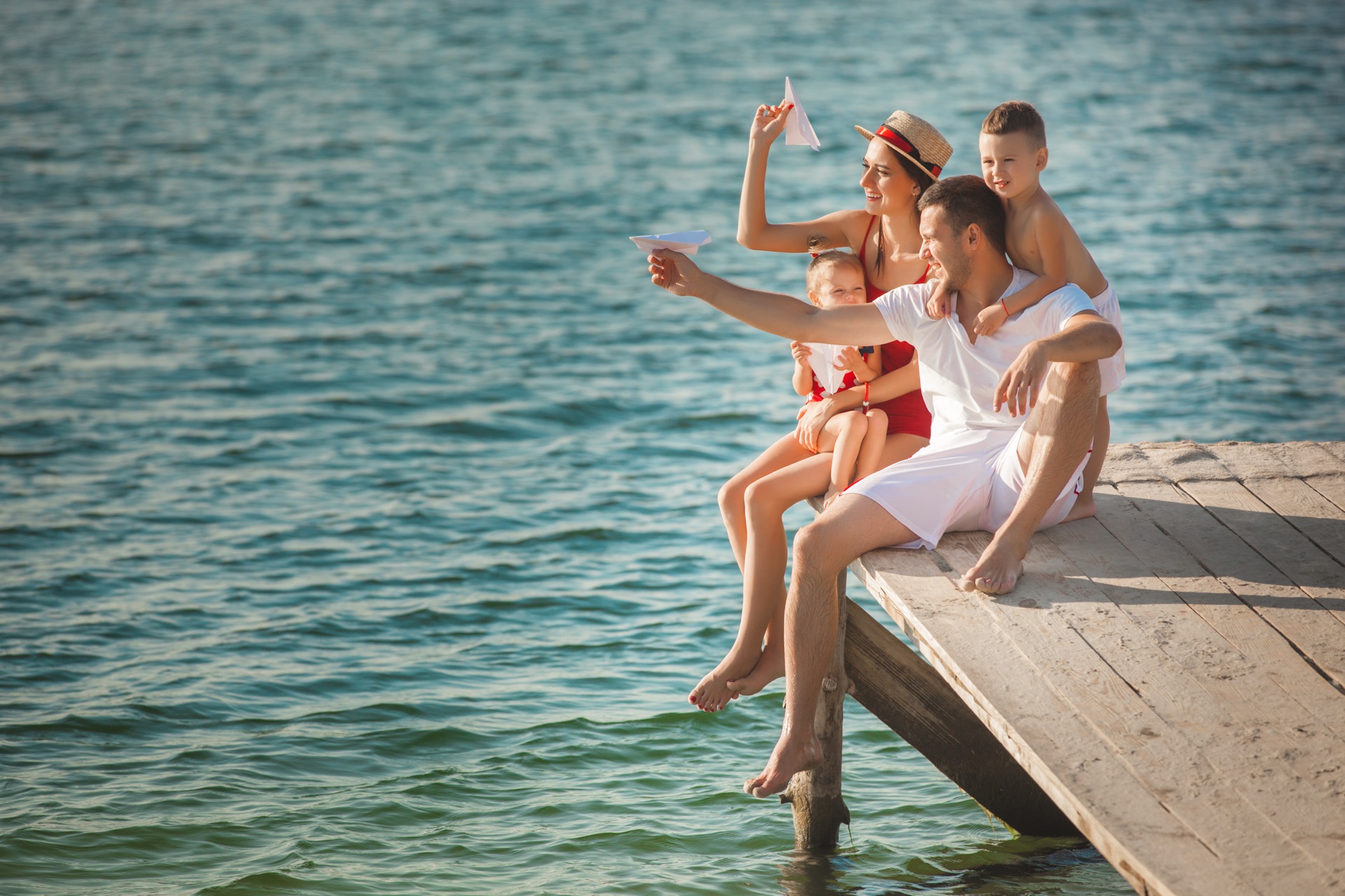 Family enjoying travel